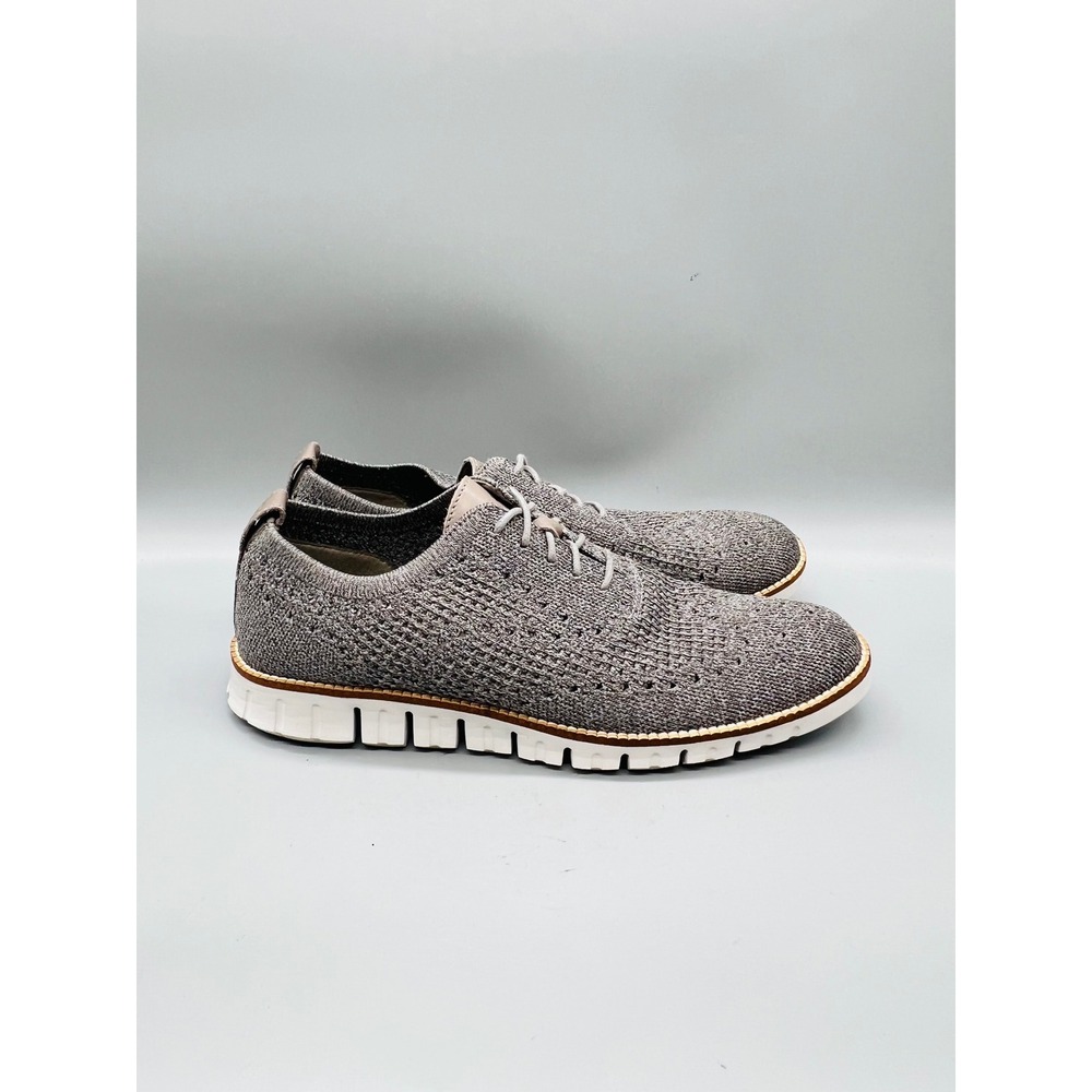 Cole Haan Shoes Mens 9 Gray Knit Zerogrand Stitchlite Wingtip Oxford Sneakers